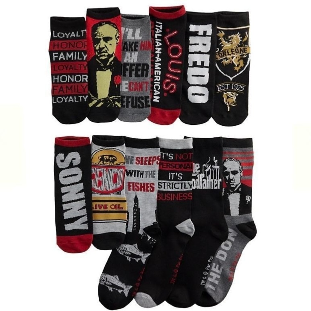 Men's 12 Days of Socks The Godfather New in Box Shoe Size 6-12